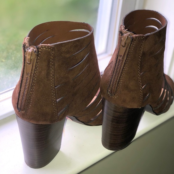 Brown Open Toe Booties - Picture 2 of 4